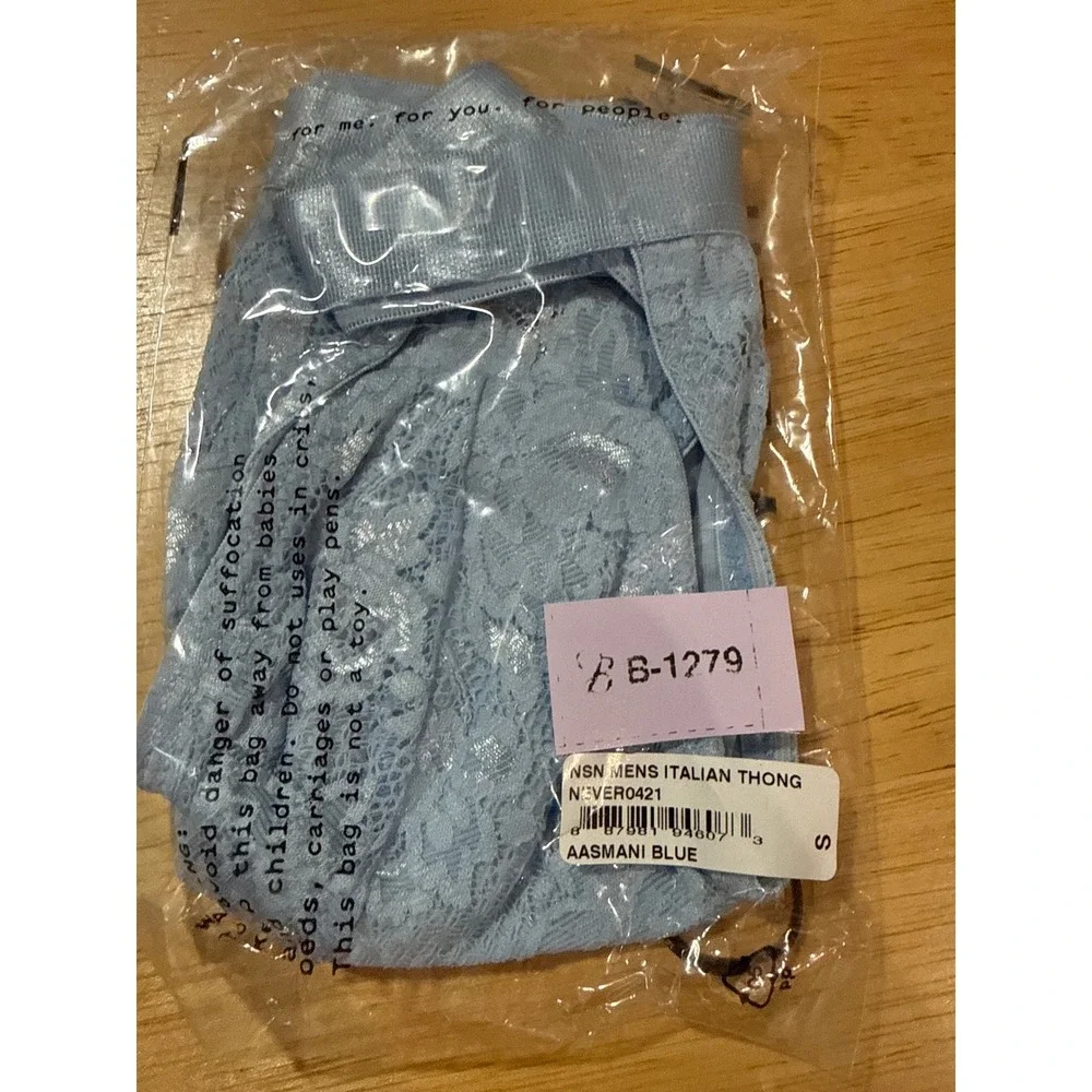 Cosabella NSN Men's Italian Lace Thong Aasmani Blue Designer Underwear size S